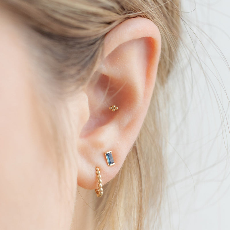 The Montana Sapphire Baguette Studs | 10K Yellow Gold