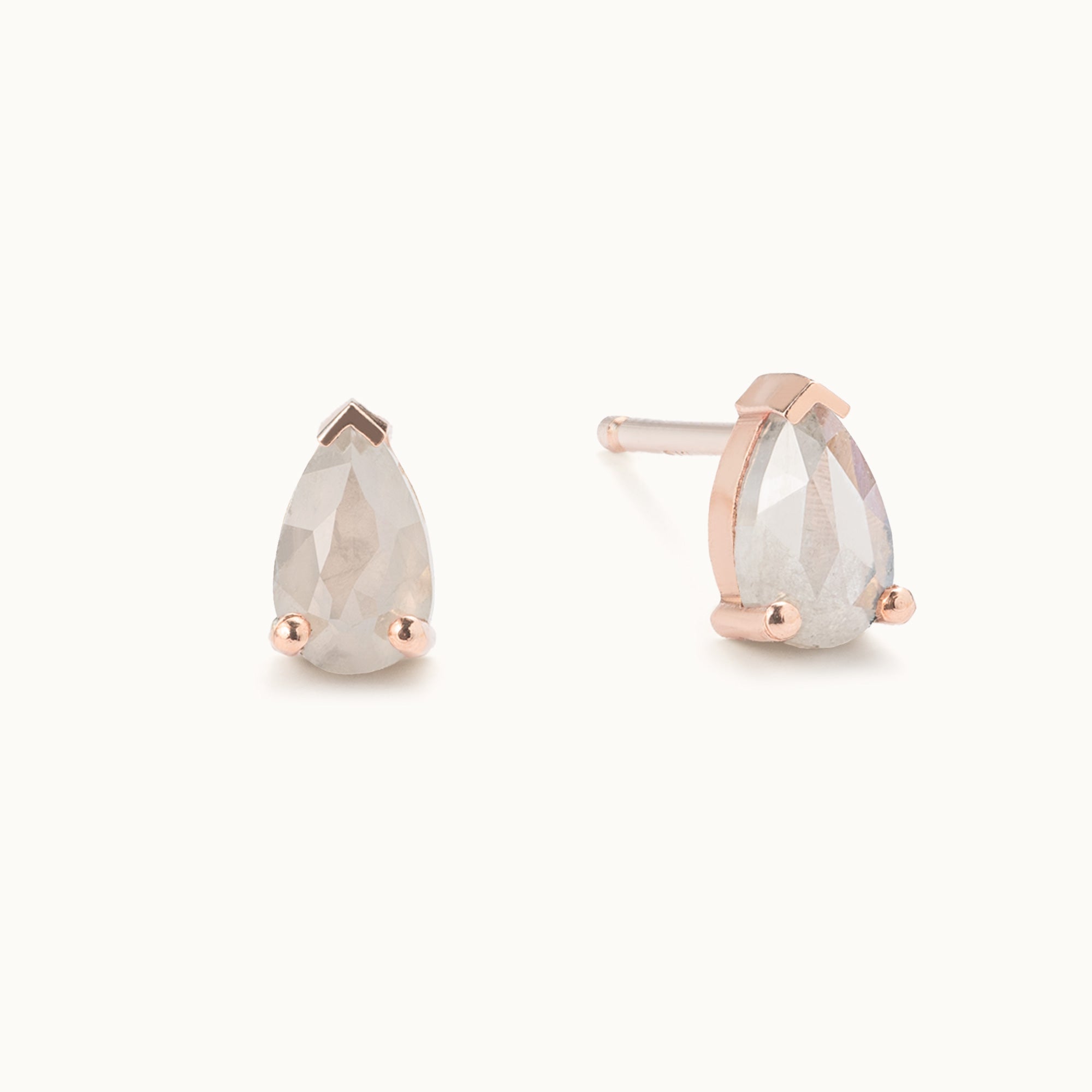 The Opalescent Icy White Diamond Stud Earrings | 10K Rose Gold