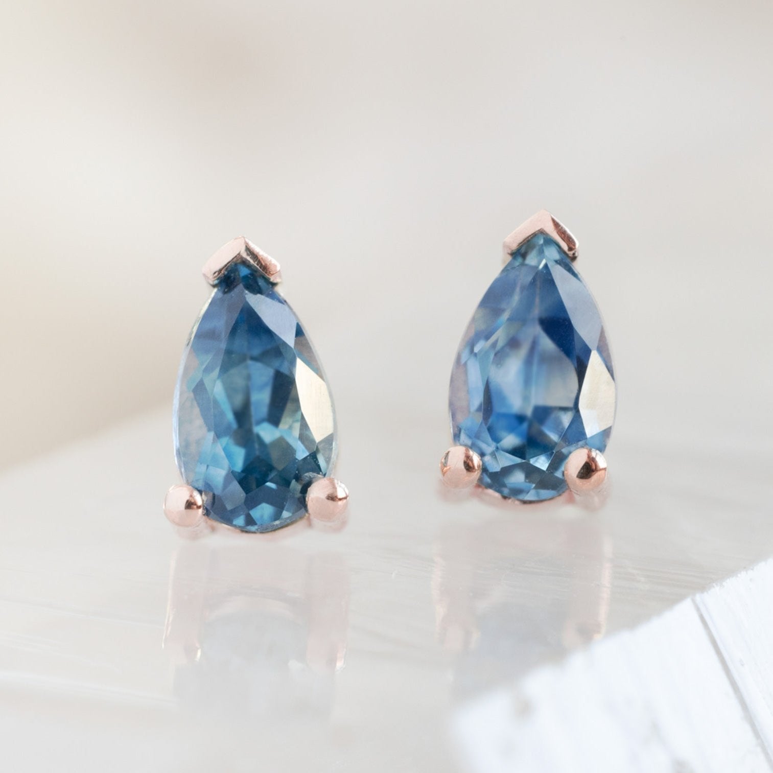 The Montana Sapphire Stud Earrings | 10K Rose Gold