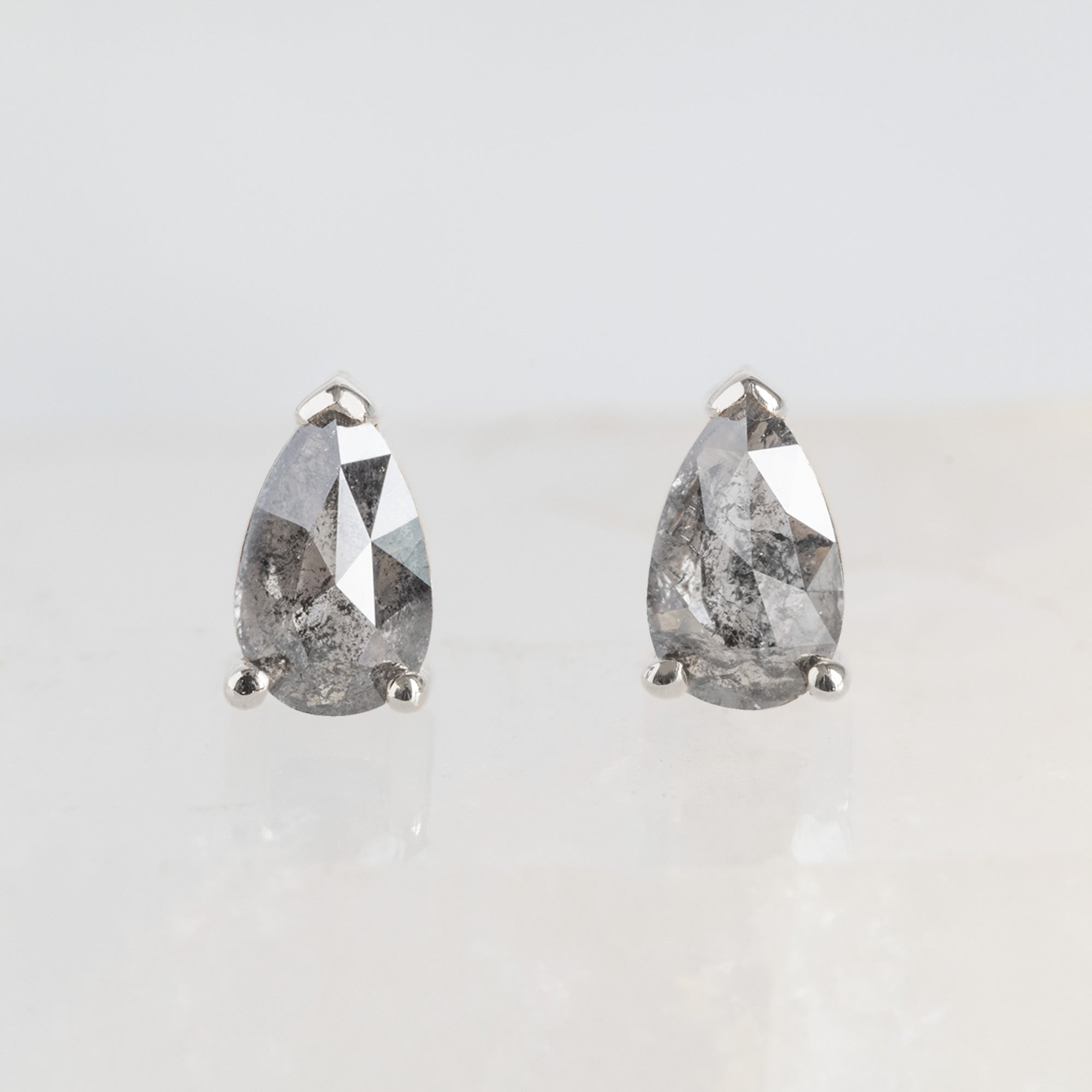 The Salt and Pepper Diamond Stud Earrings | 10K White Gold