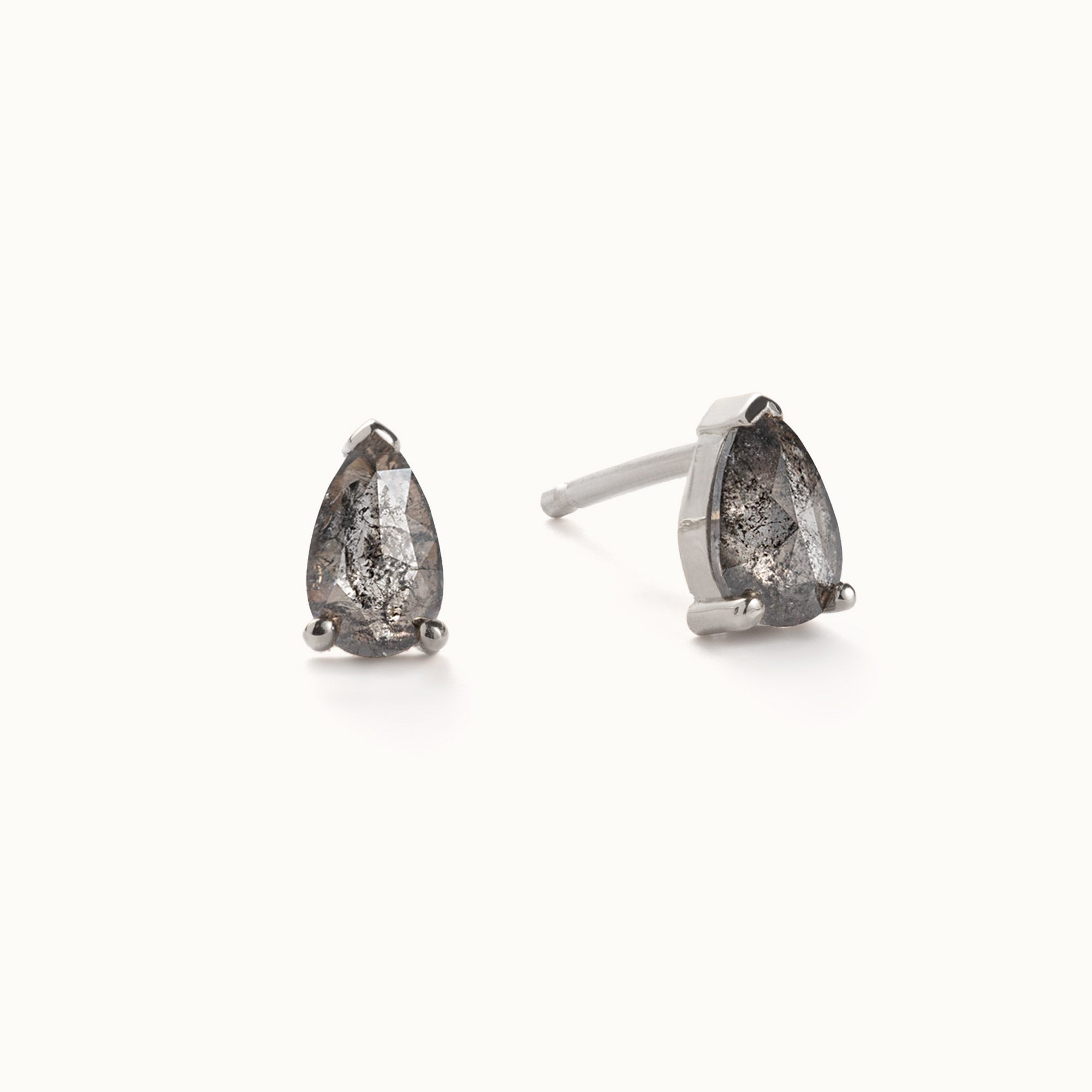 The Salt and Pepper Diamond Stud Earrings | 10K White Gold