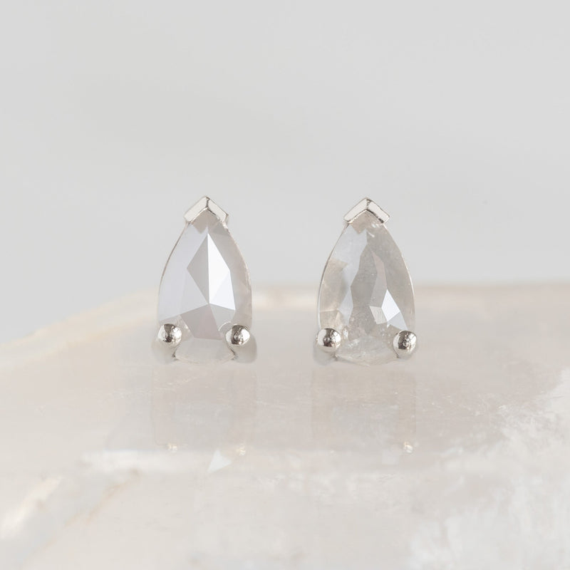 The Opalescent Icy White Diamond Stud Earrings | 10K White Gold