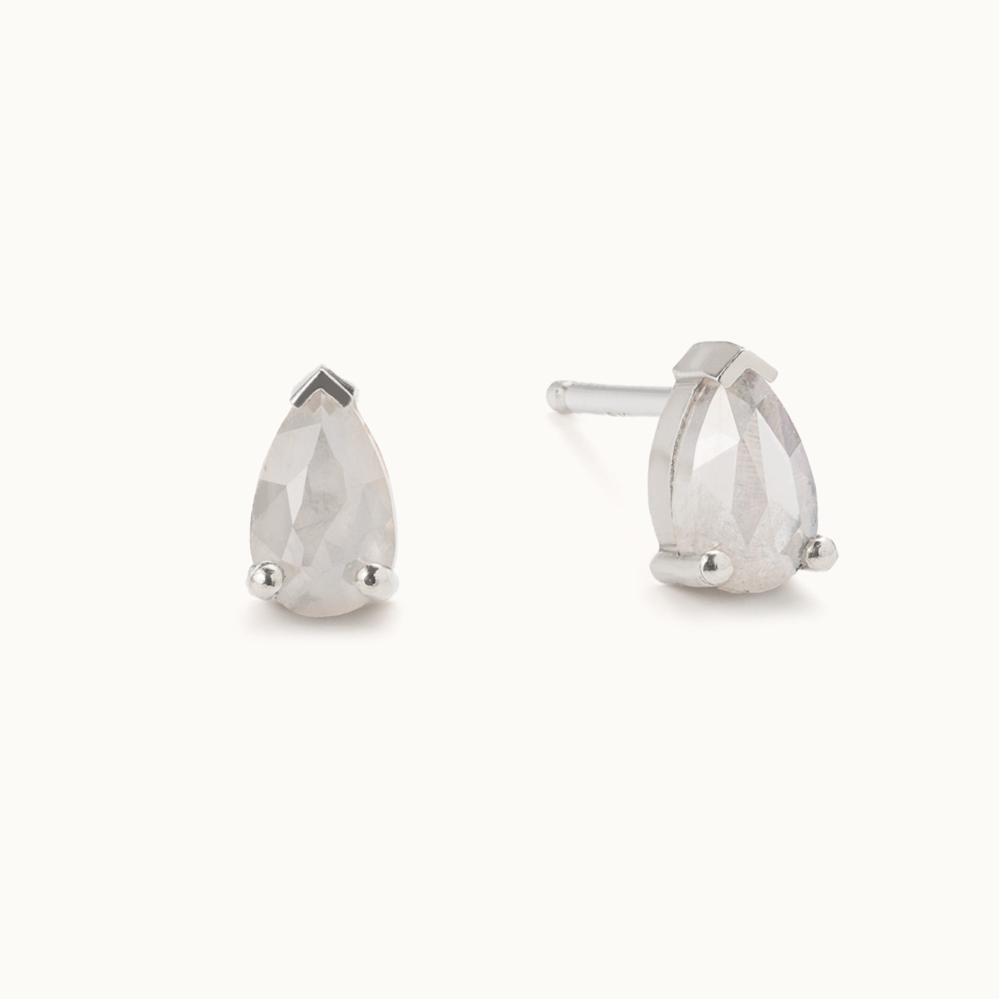 The Opalescent Icy White Diamond Stud Earrings | 10K White Gold