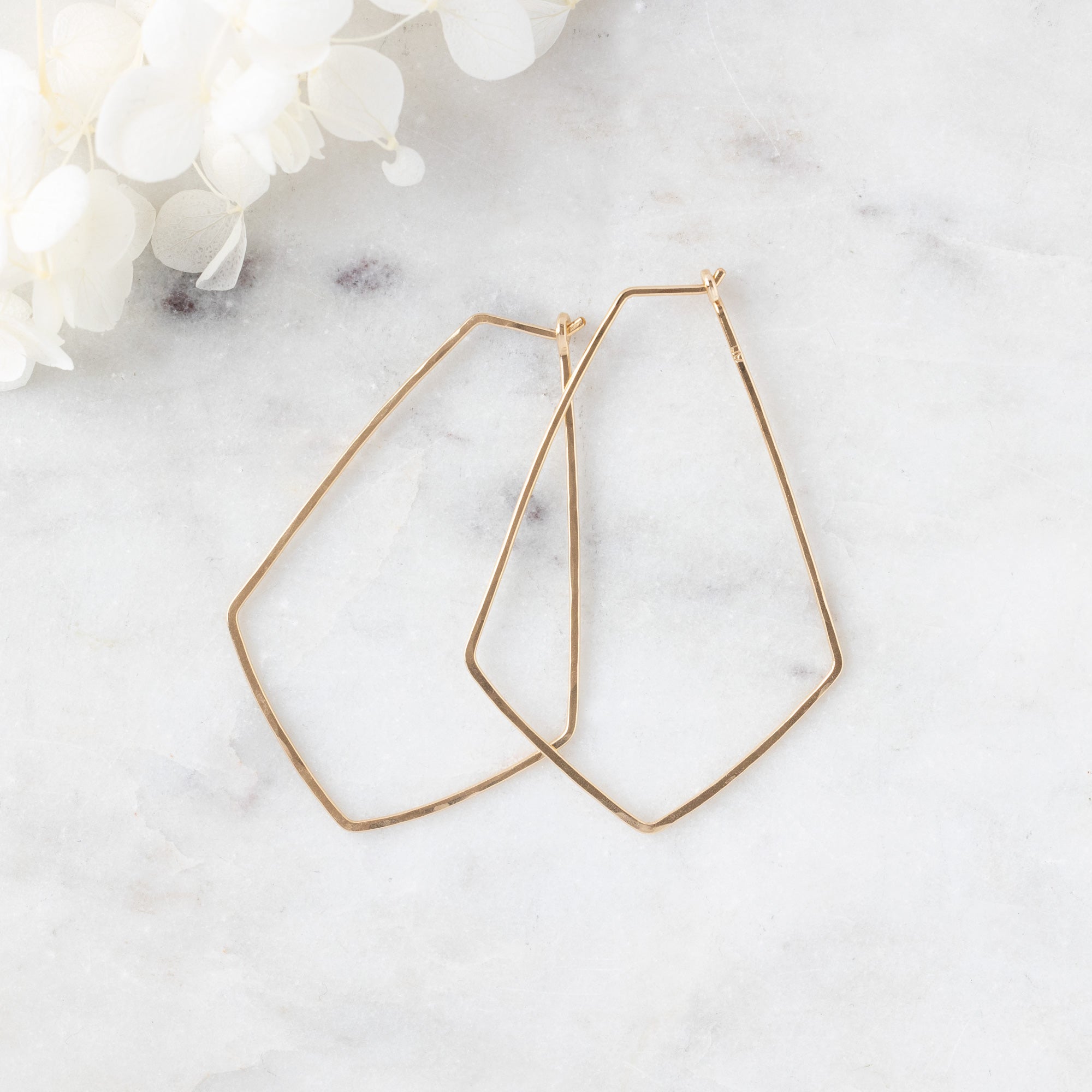 The Hexagon Hoop Earrings | 14K Yellow Gold