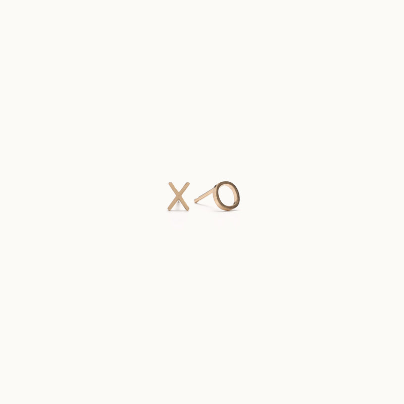 The XO' Stud Earrings | 14K Yellow Gold