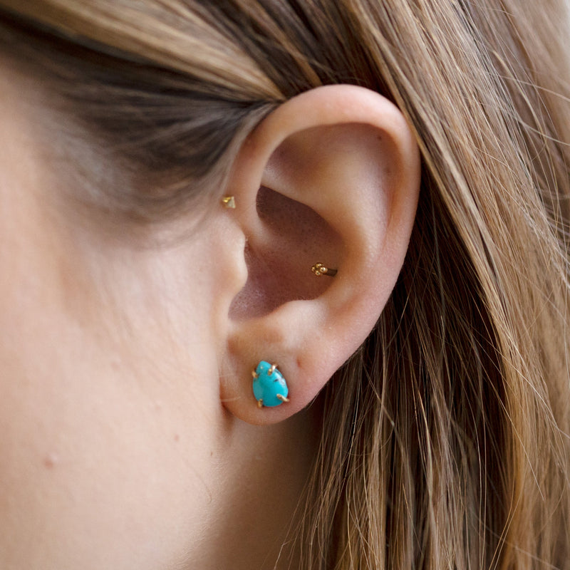 The Turquoise Stud Earrings | 14K Yellow Gold