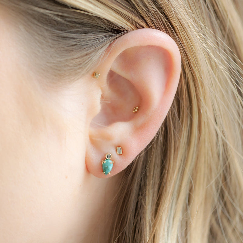 The Turquoise + Diamond Stud Earrings | 14K Yellow Gold