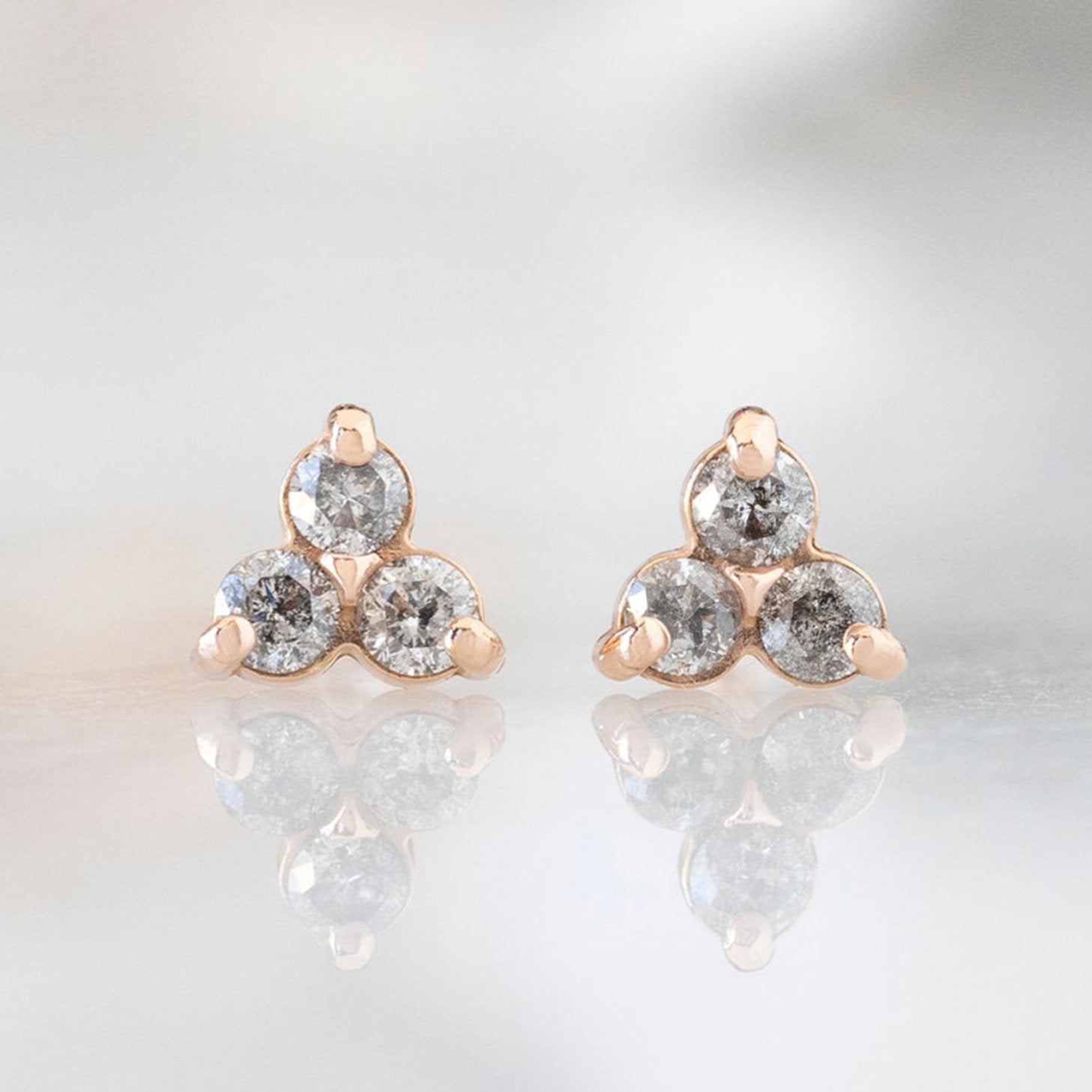 The Salt and Pepper Diamond Cluster Stud Earrings | 14K Yellow Gold