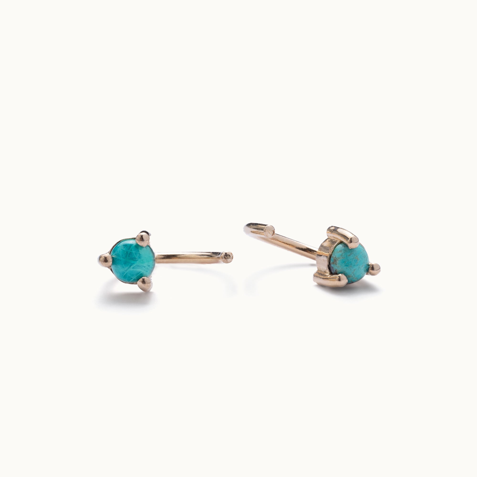 The Turquoise Huggie Earrings | 14K Yellow Gold