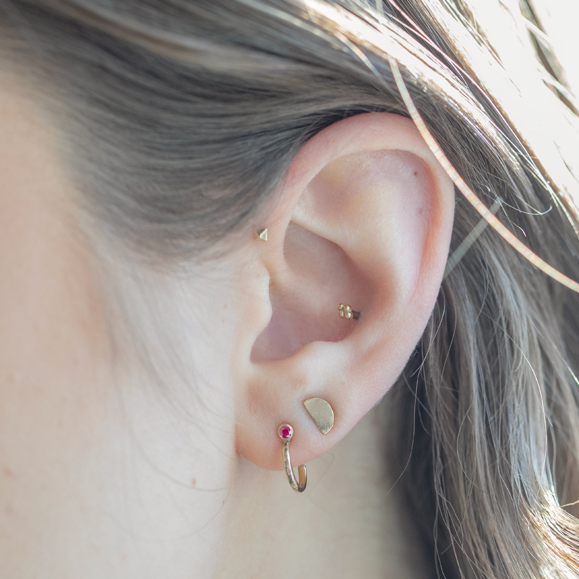 Custom Ruby Birthstone Hoop Earrings | 14K Yellow Gold