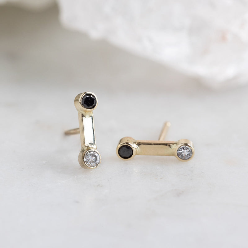 The Duality Diamond Stud Earrings | 14K Yellow Gold