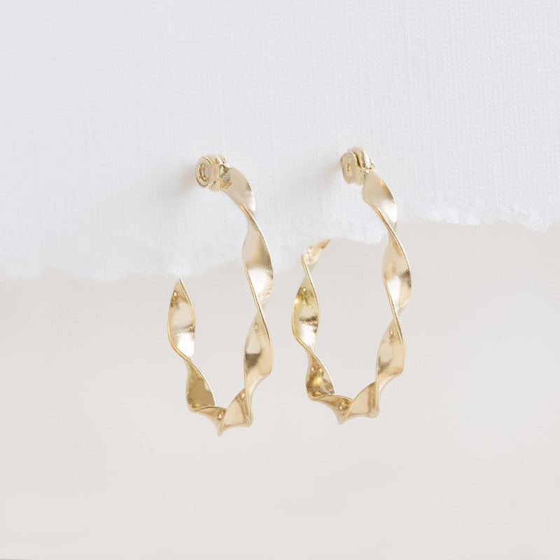 The Ribbon Hoops | 14K Yellow Gold