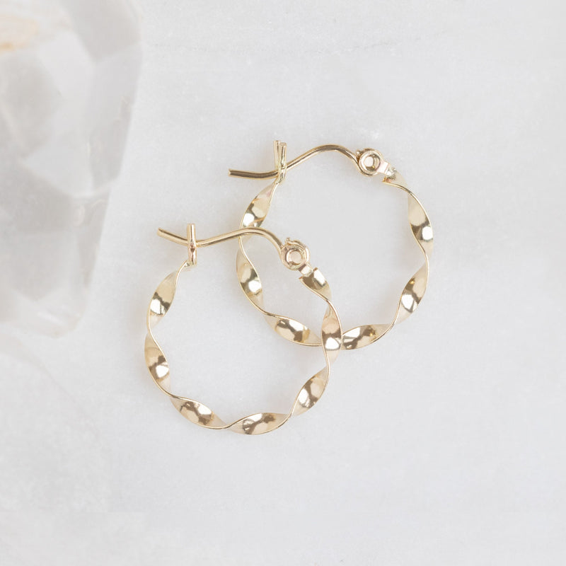 The Ribbon Hoops | 14K Yellow Gold