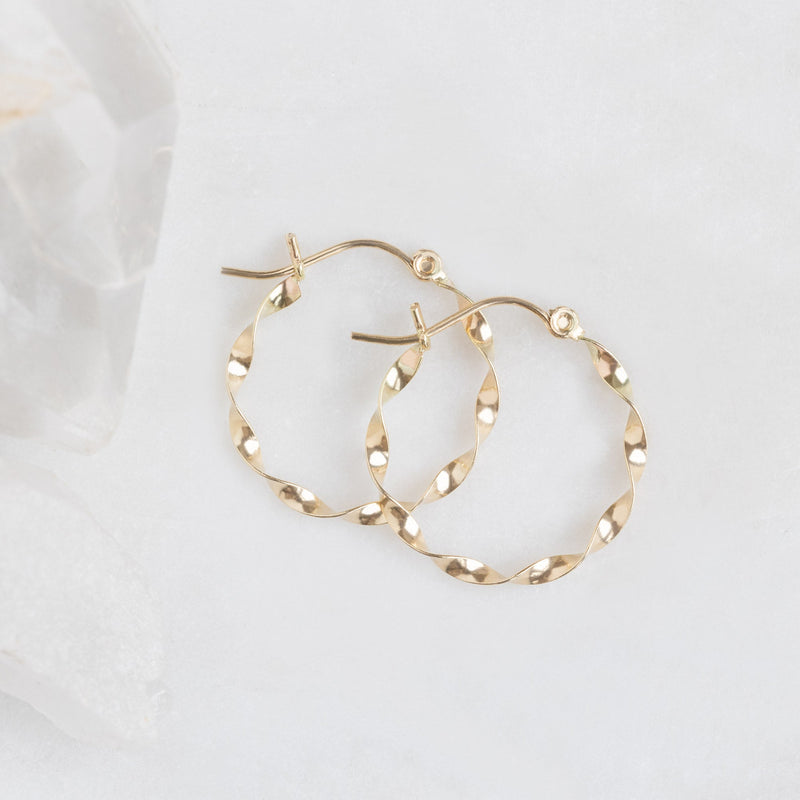 The Ribbon Hoops | 14K Yellow Gold