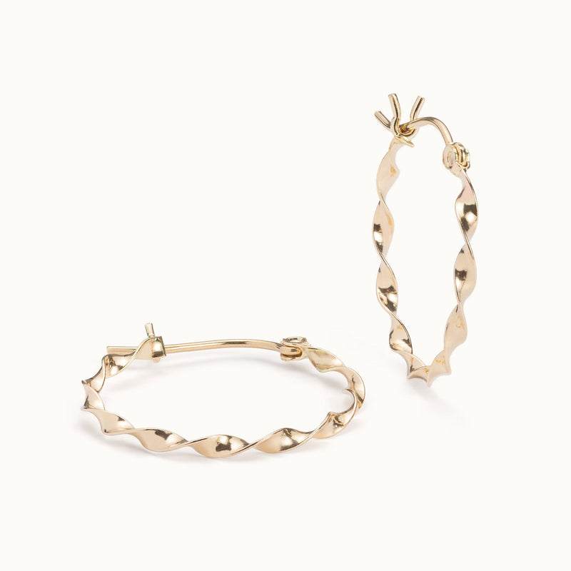 The Ribbon Hoops | 14K Yellow Gold