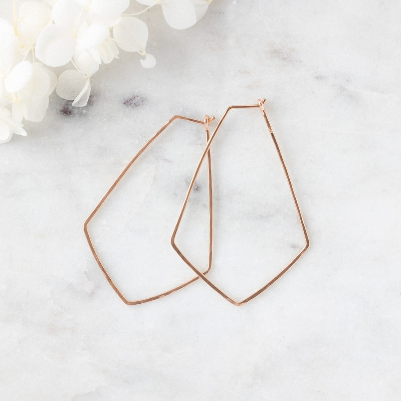 The Hexagon Hoop Earrings | 14K Rose Gold