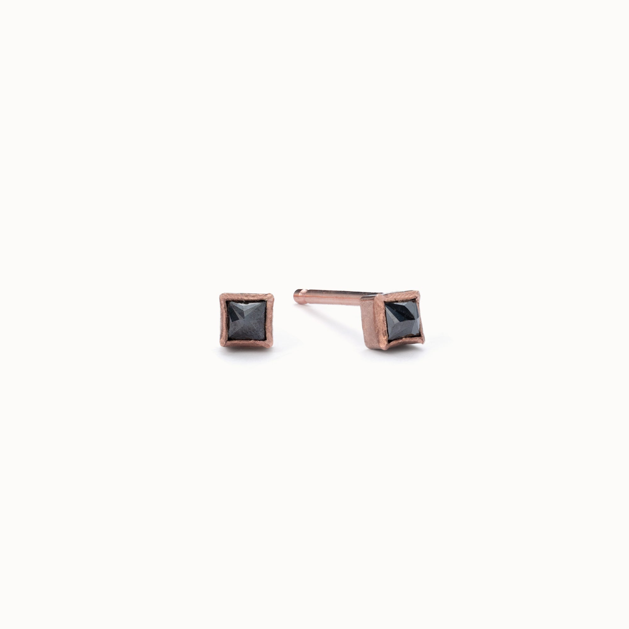 The Teensy Black Diamond Spike Stud Earrings | 14K Rose Gold