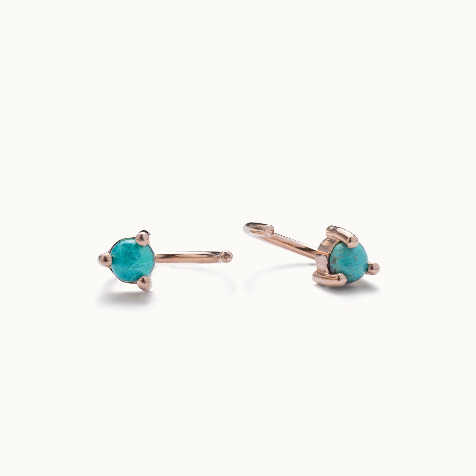 The Turquoise Huggie Earrings | 14K Rose Gold