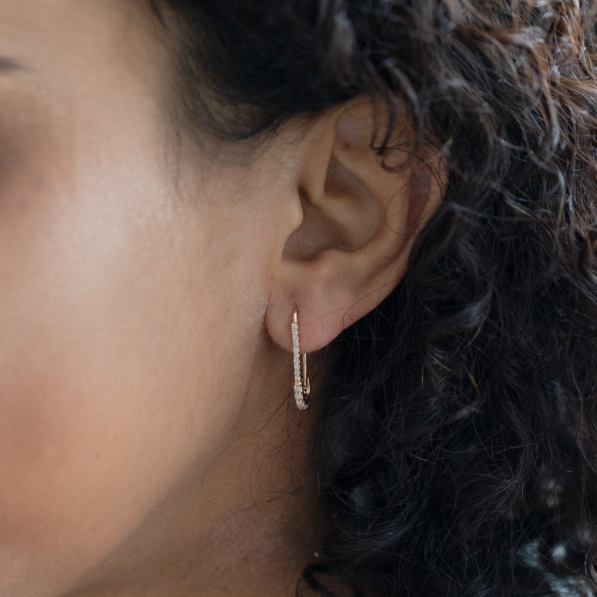 The White Diamond Pavé Pin Earrings | 14K Rose Gold