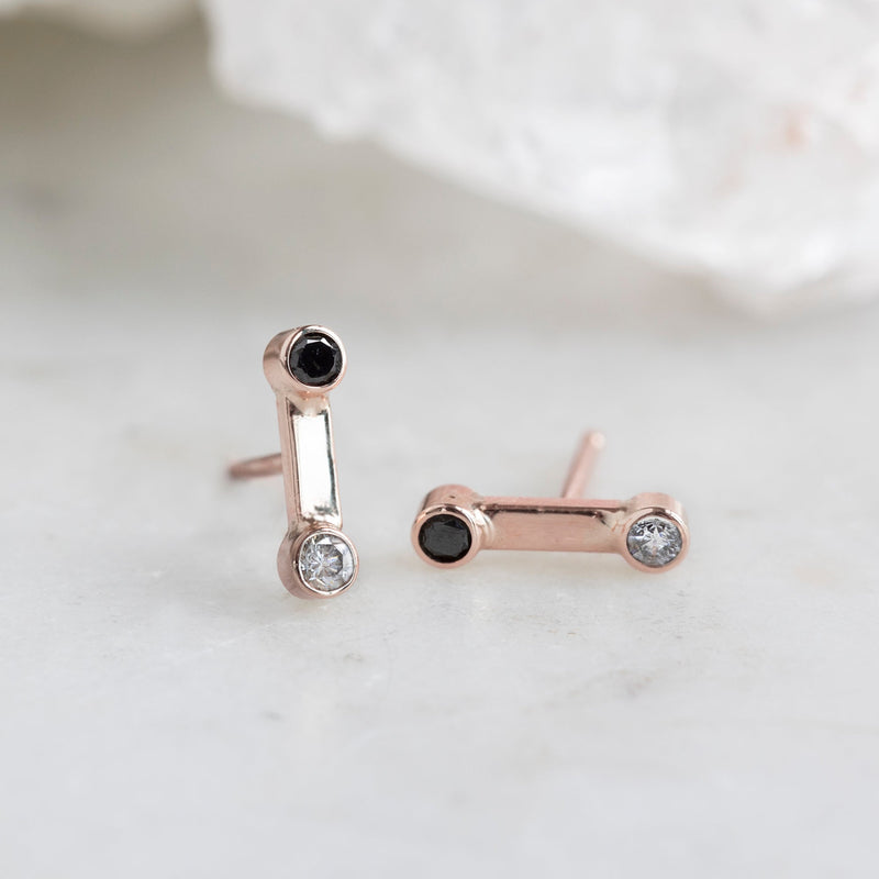 The Duality Diamond Stud Earrings | 14K Rose Gold