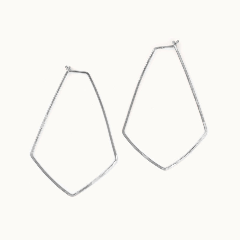 The Hexagon Hoop Earrings | 14K White Gold