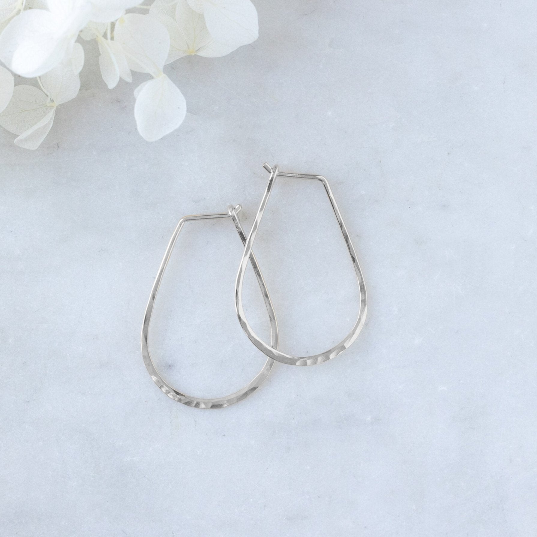 Small Horseshoe Hoop Earrings | 14K White Gold