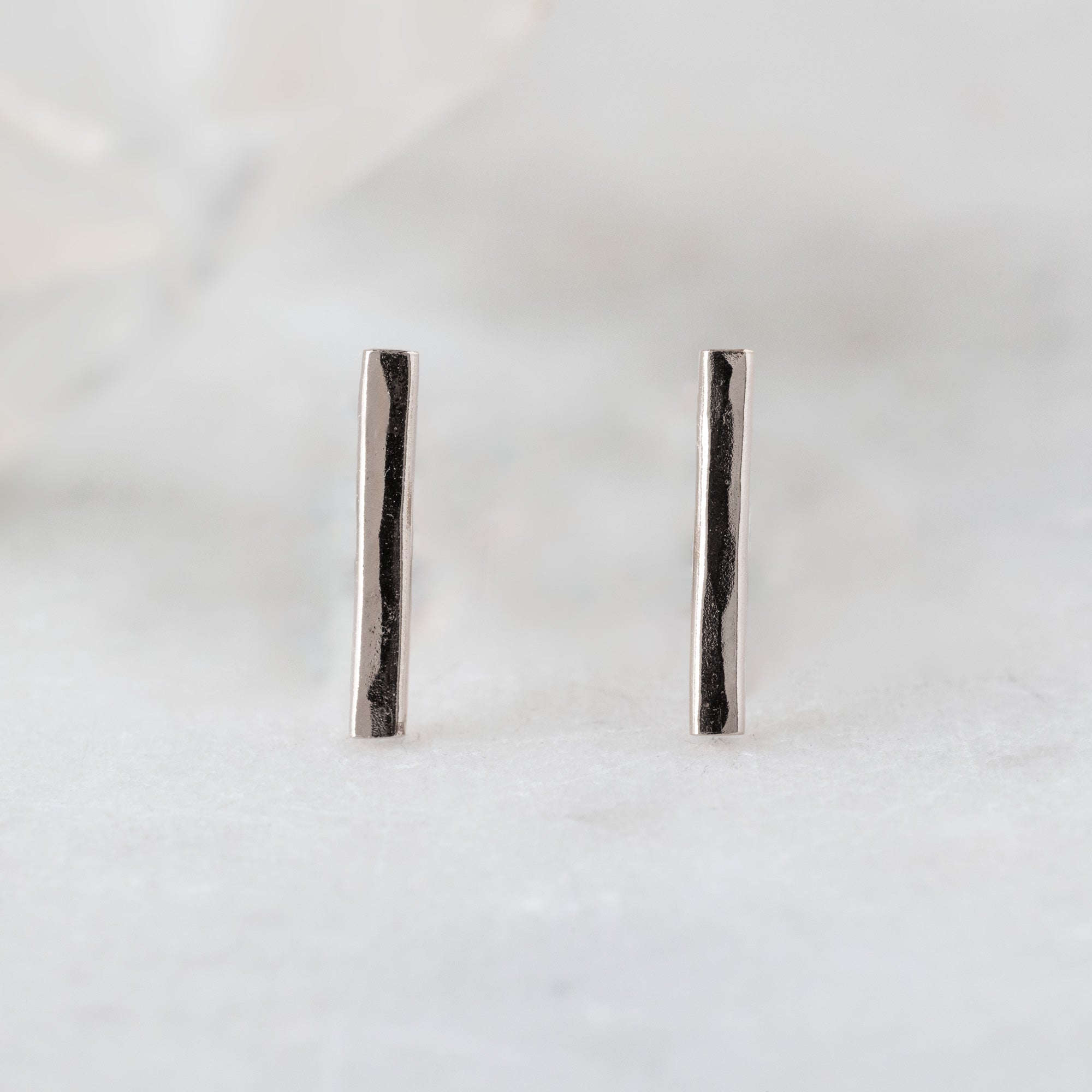 The Linea Bar Stud Earrings | 14K White Gold