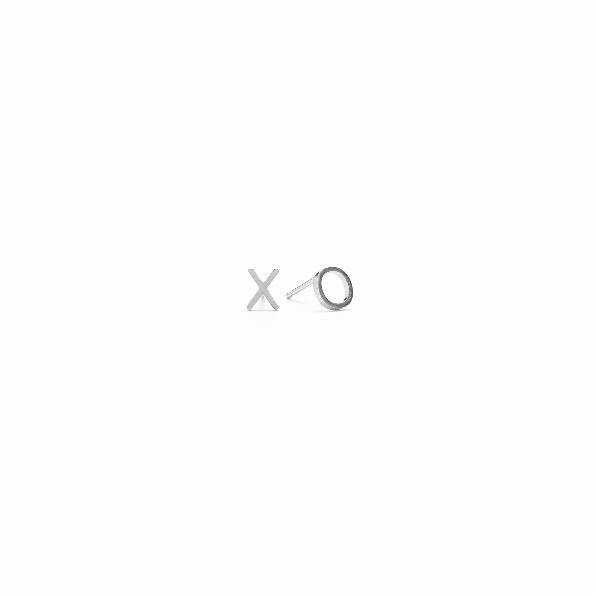 The XO' Stud Earrings | 14K White Gold