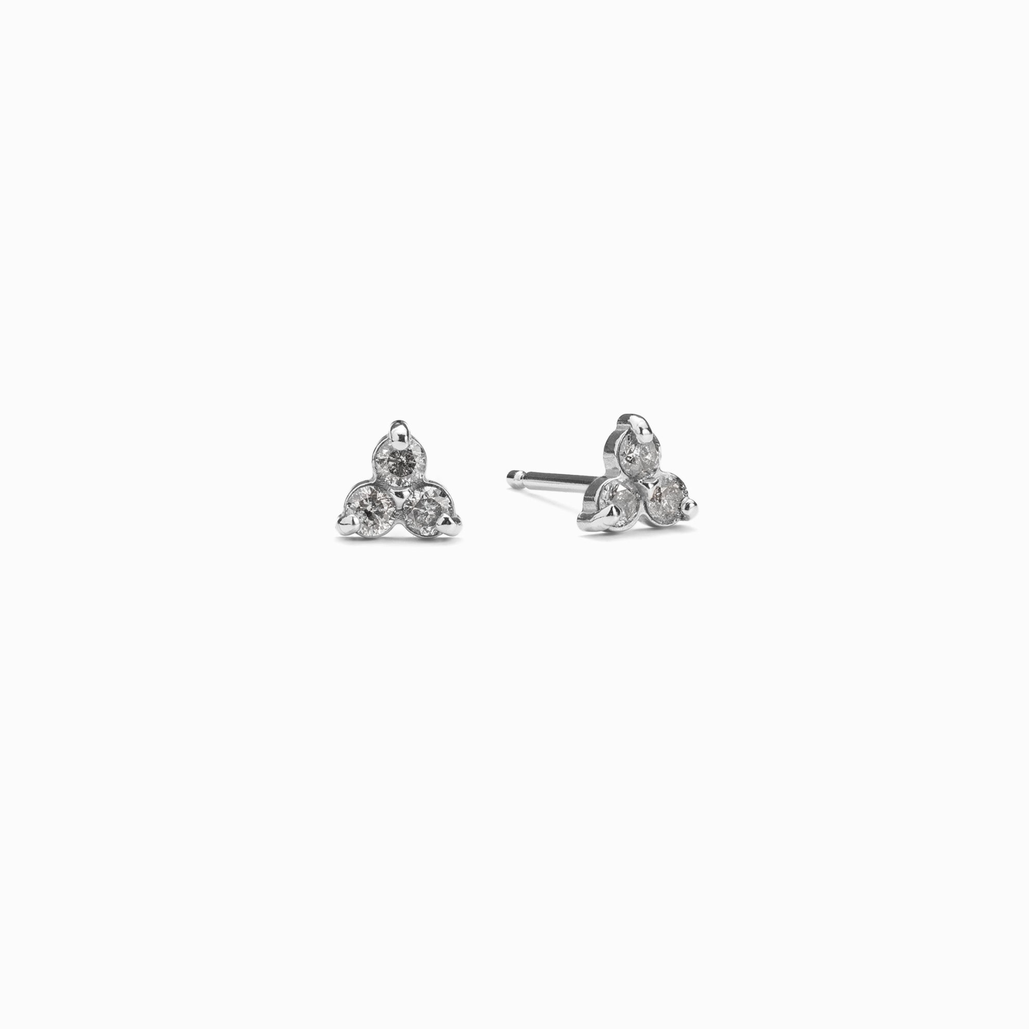 The Salt and Pepper Diamond Cluster Stud Earrings | 14K White Gold