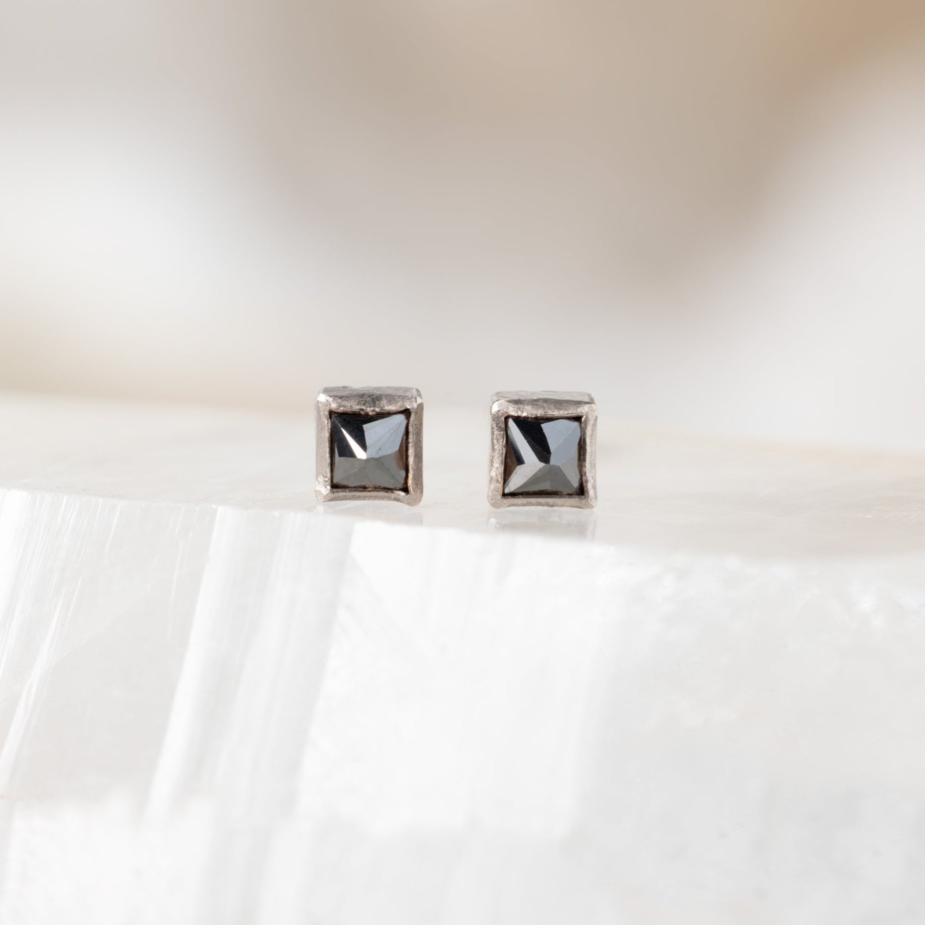 black diamond stud earrings white gold