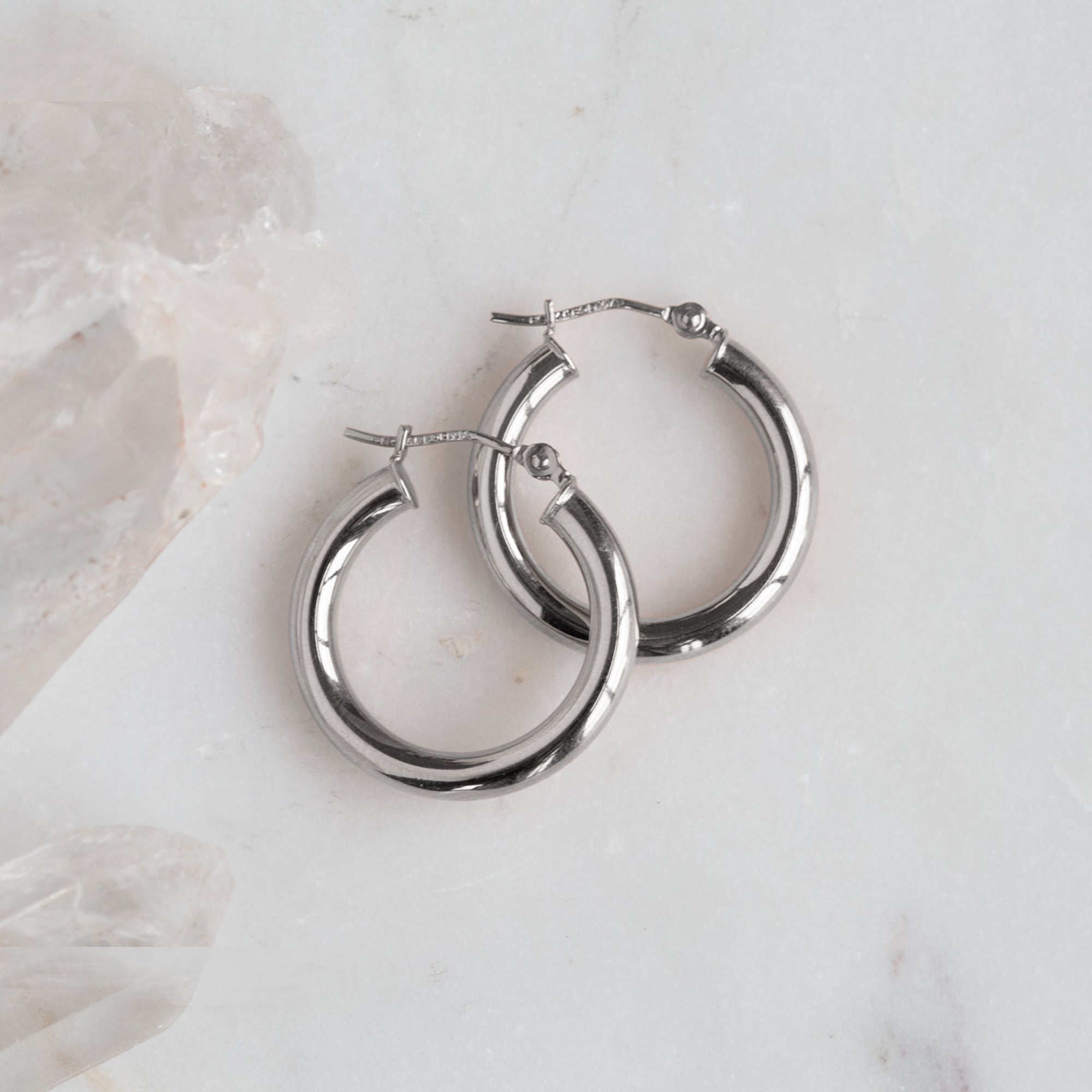 The Chunky Gold Hoop Earrings | 14K White Gold