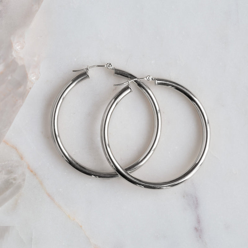 The Chunky Gold Hoop Earrings | 14K White Gold