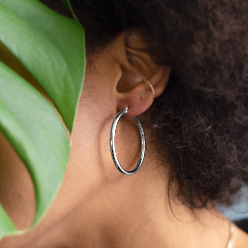 The Chunky Gold Hoop Earrings | 14K White Gold