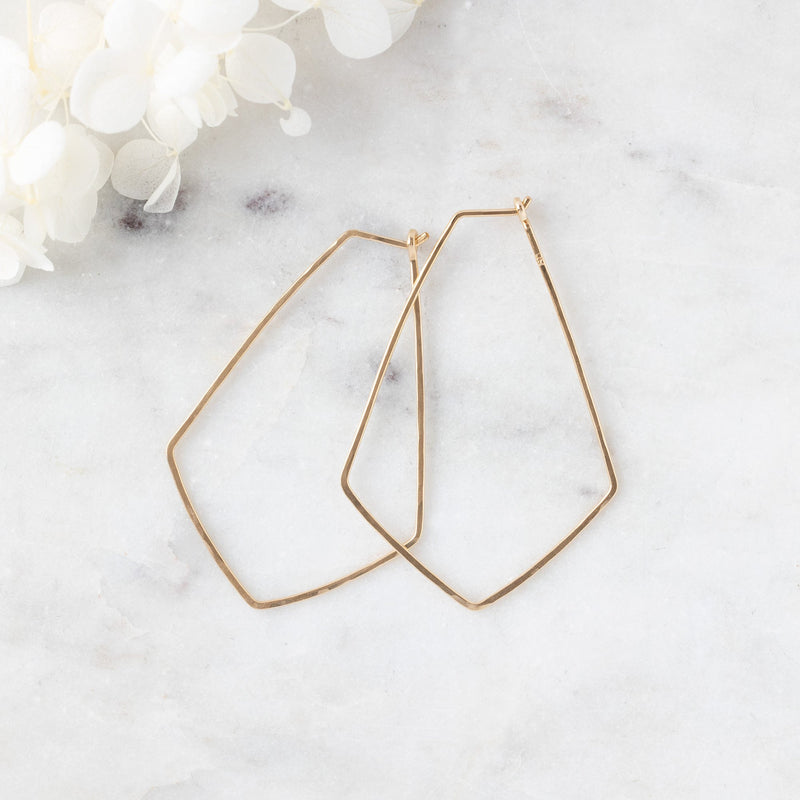 The Hexagon Hoop Earrings | Gold Filled