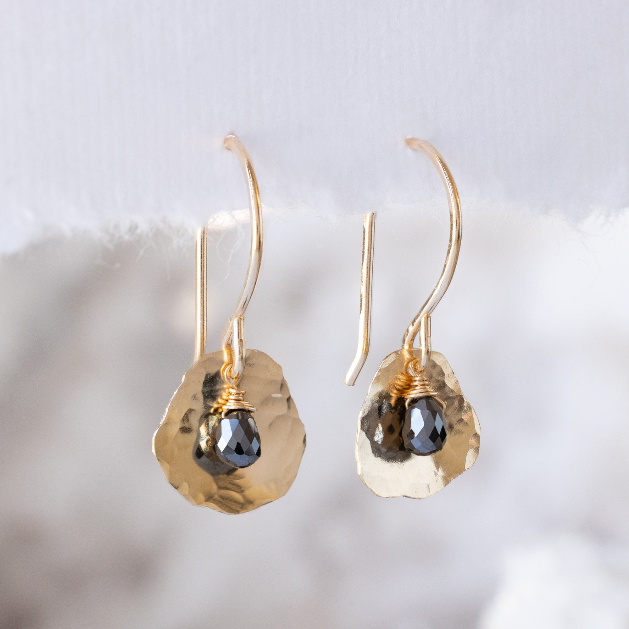 The Black Diamond Petal Earrings | Yellow Gold Filled