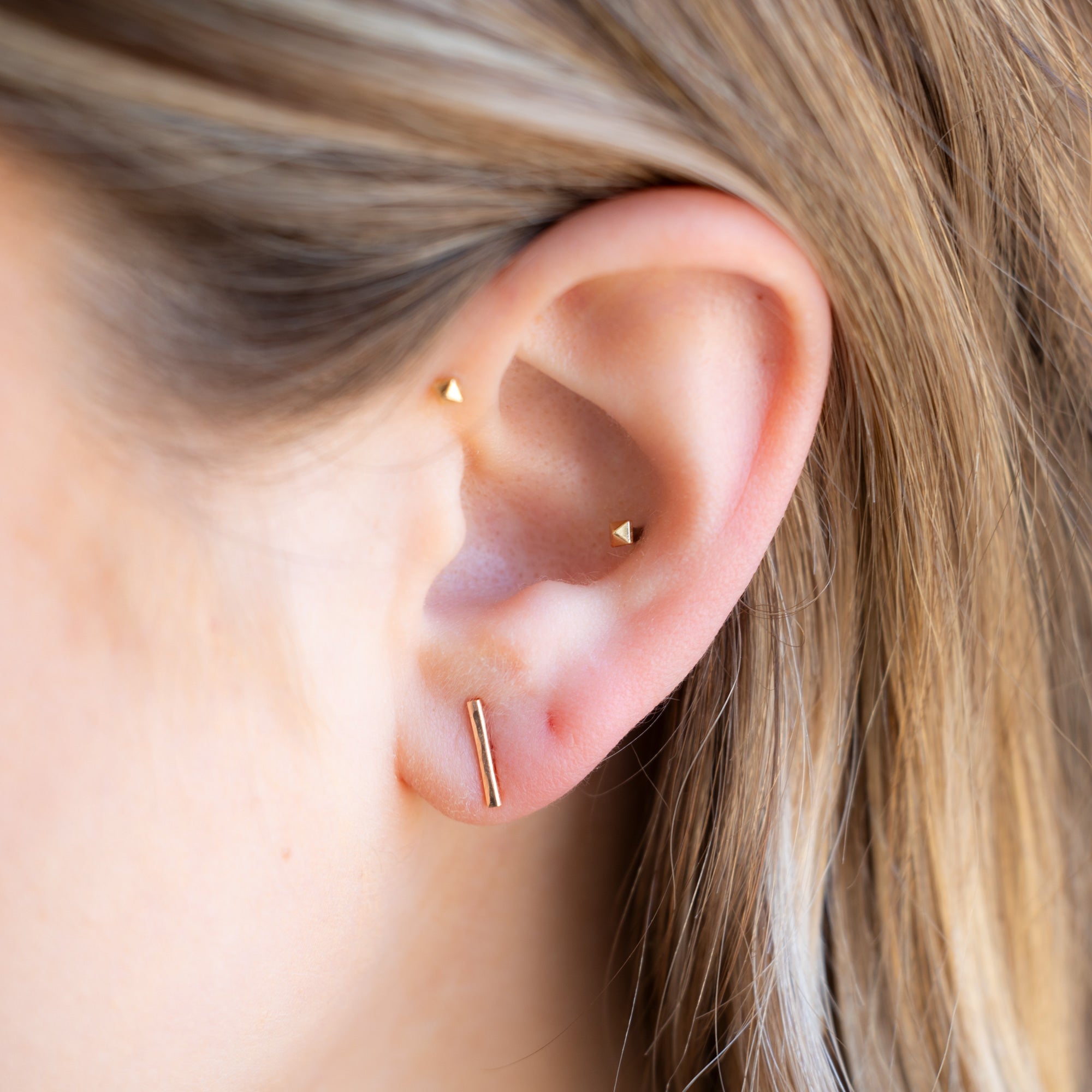 The Linea Bar Stud Earrings | Gold Filled