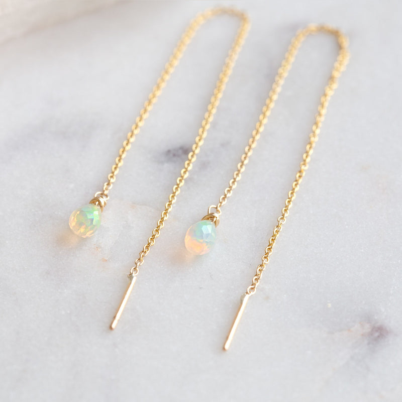 The Opal Thread Earrings | Gold Filled