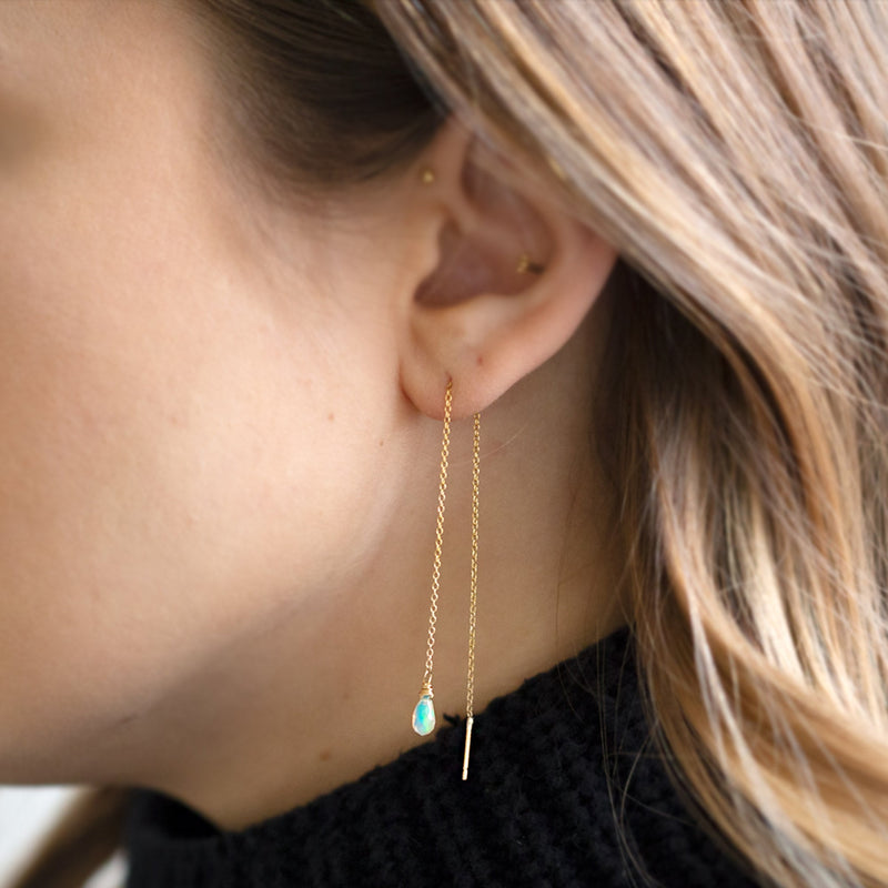 The Opal Thread Earrings | Gold Filled