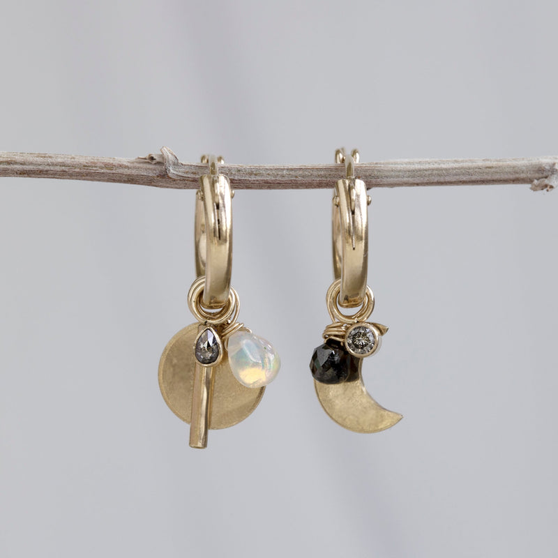 Custom Charm Hoop Earrings | Yellow Gold Filled