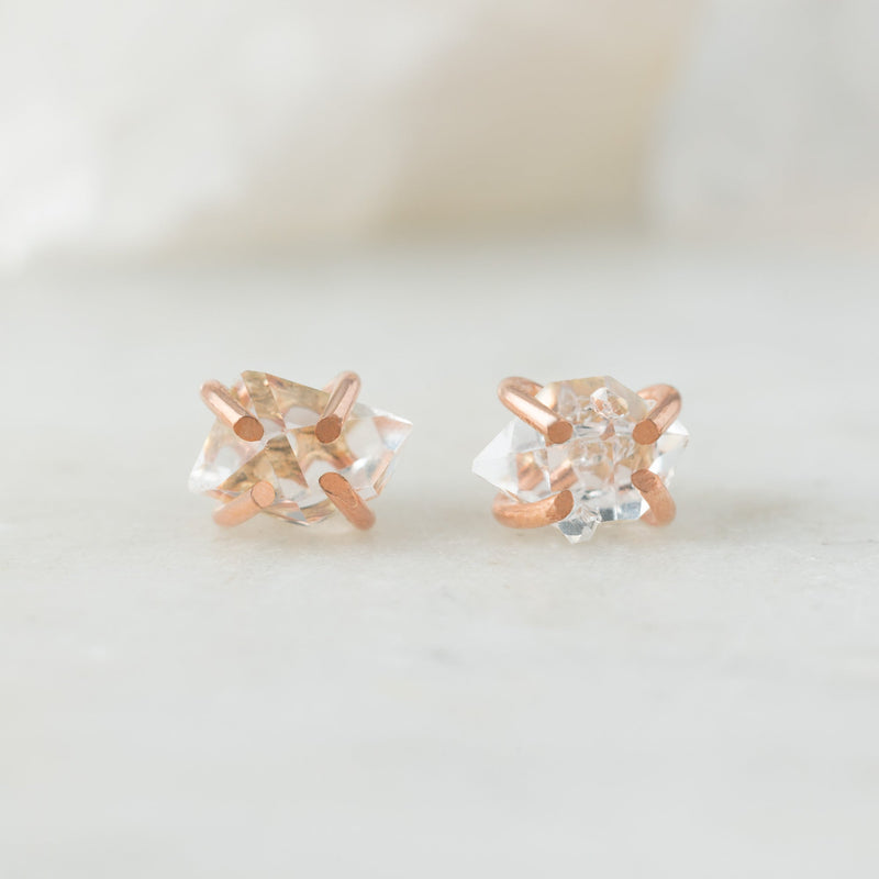 The Herkimer Diamond Stud Earrings | Rose Gold Filled