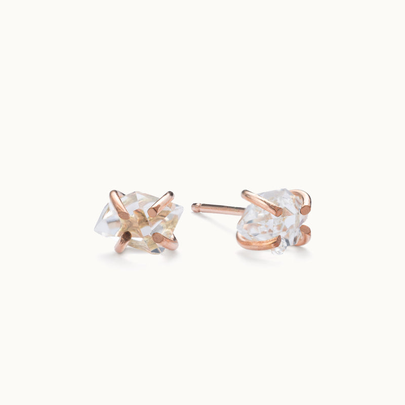 The Herkimer Diamond Stud Earrings | Rose Gold Filled