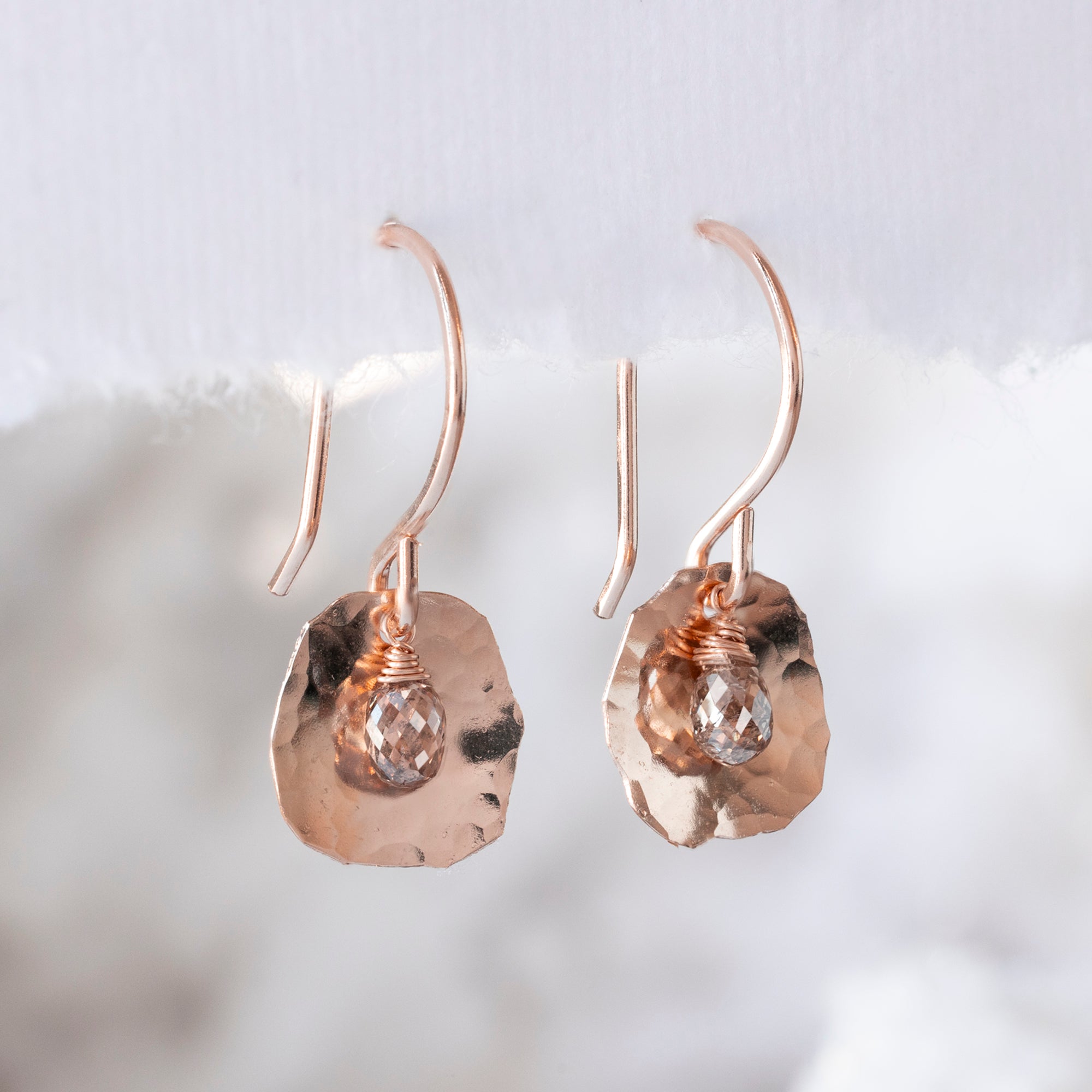 The Champagne Diamond Petal Earrings | Rose Gold Filled