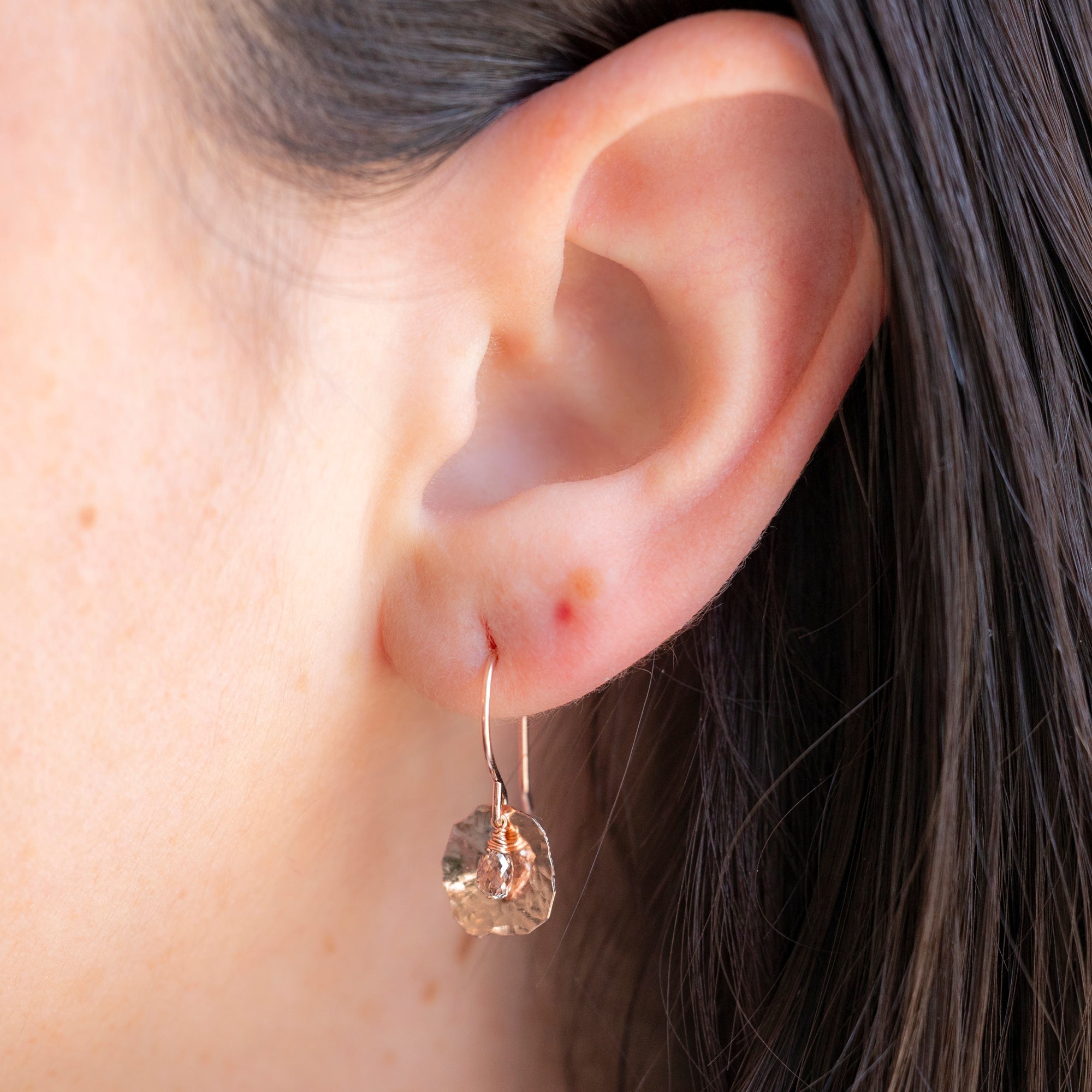 The Champagne Diamond Petal Earrings | Rose Gold Filled