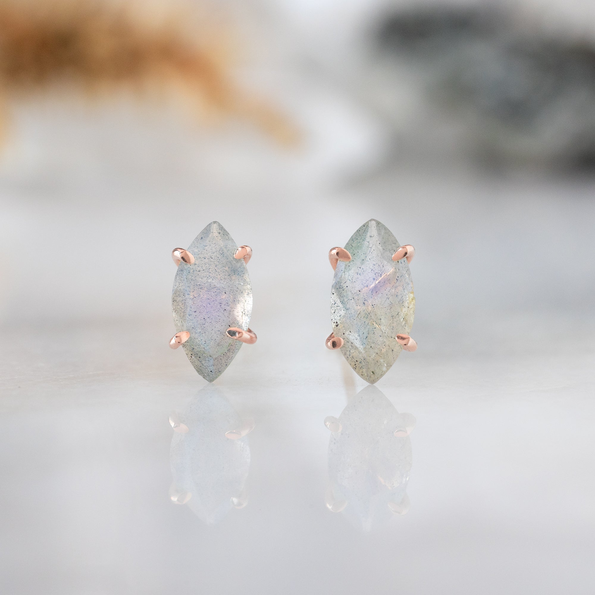 The Labradorite Marquise Stud Earrings | Gold Filled