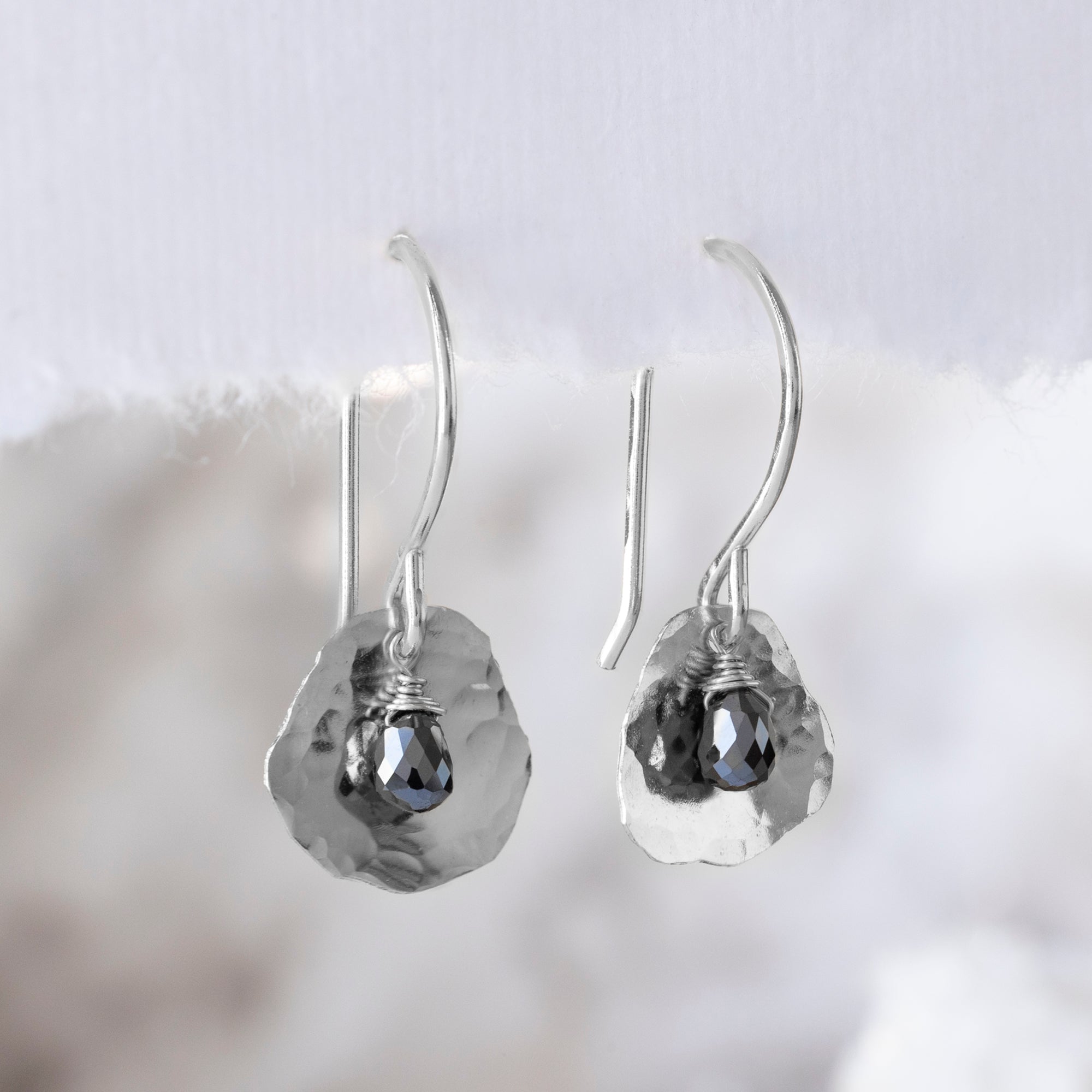 The Black Diamond Petal Earrings | Sterling Silver