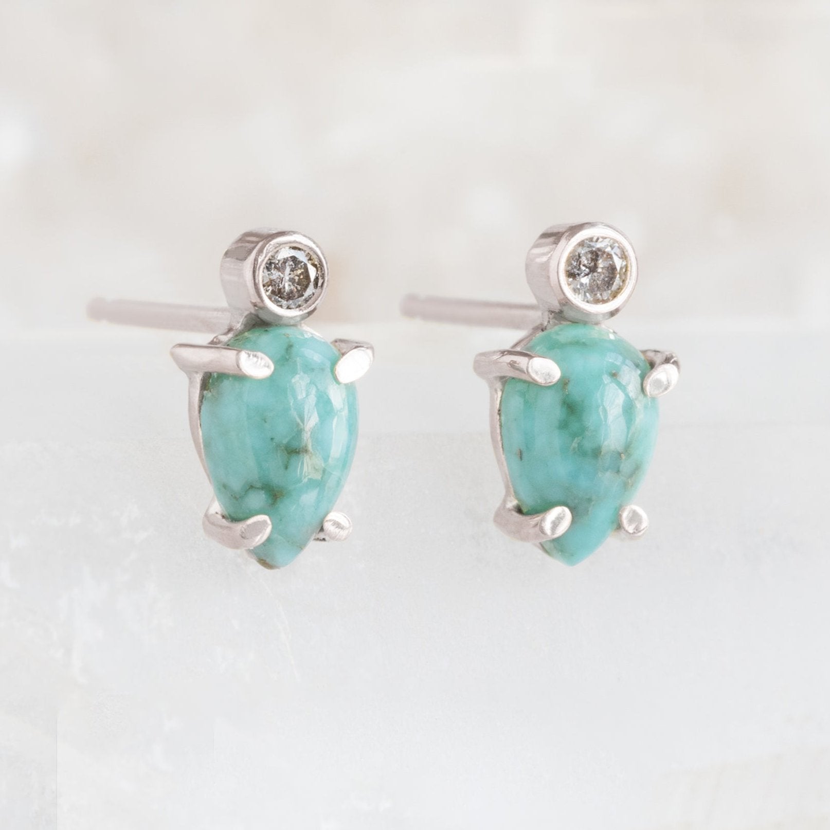 The Turquoise + Diamond Stud Earrings | Sterling Silver