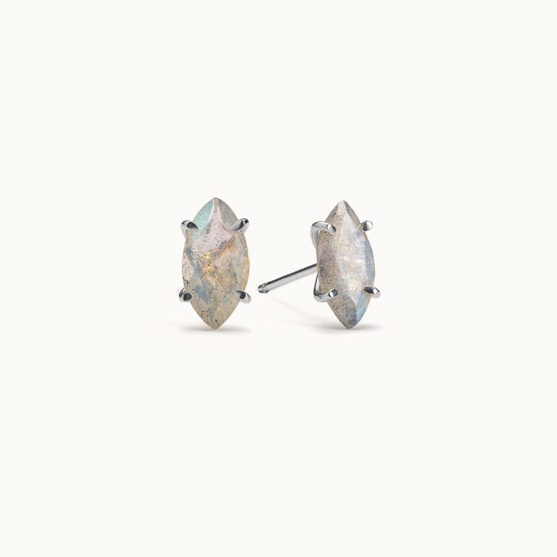 The Labradorite Marquise Stud Earrings | Sterling Silver