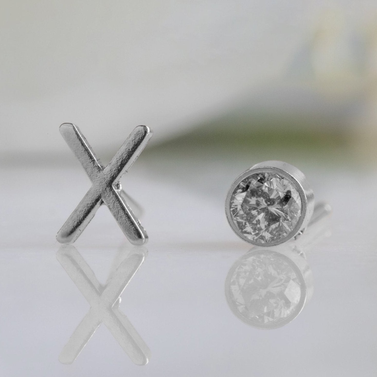 The XO' Salt and Pepper Diamond Stud Earrings | Sterling Silver