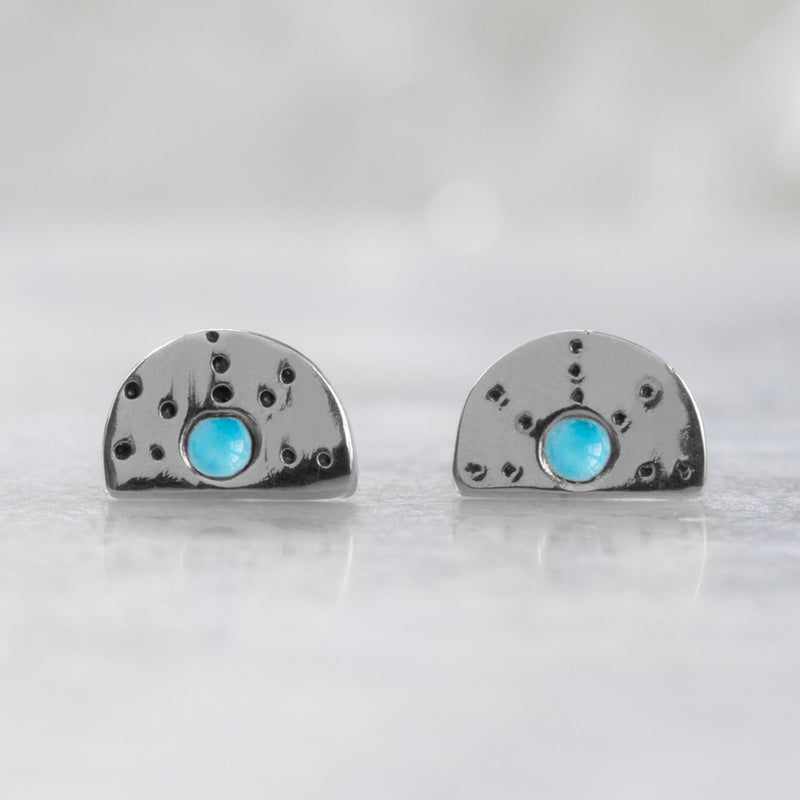 The Half Moon Turquoise Stardust Stud Earrings | Sterling Silver