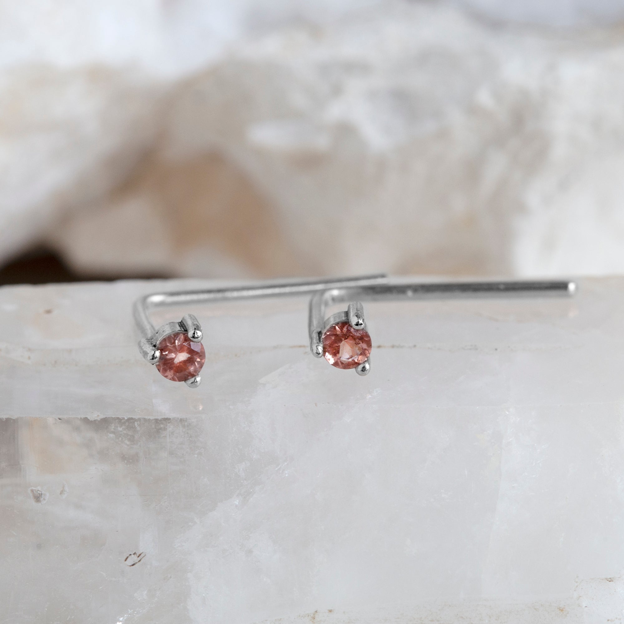 The Sunstone Staple Thread Earrings | Sterling Silver